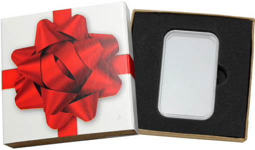 SilverTowne Natural Kraft Paper Gift Box with Red Bow Box Sleeve & Capsule - Product Packaging [Add $5.00]